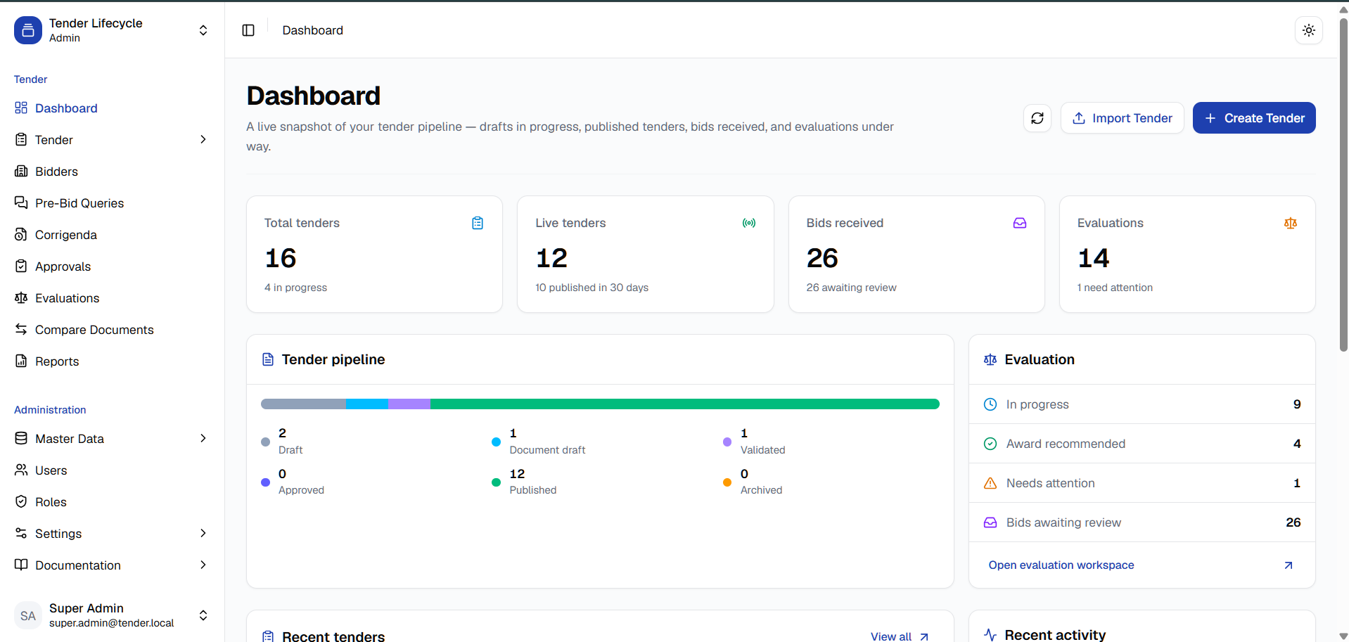Tender Lifecycle AI Platform — screenshot 1